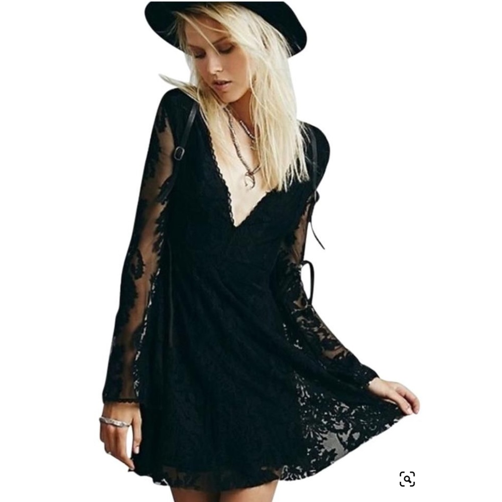 Free People Reign Over Me Lace Night Out Dress Black Size 12